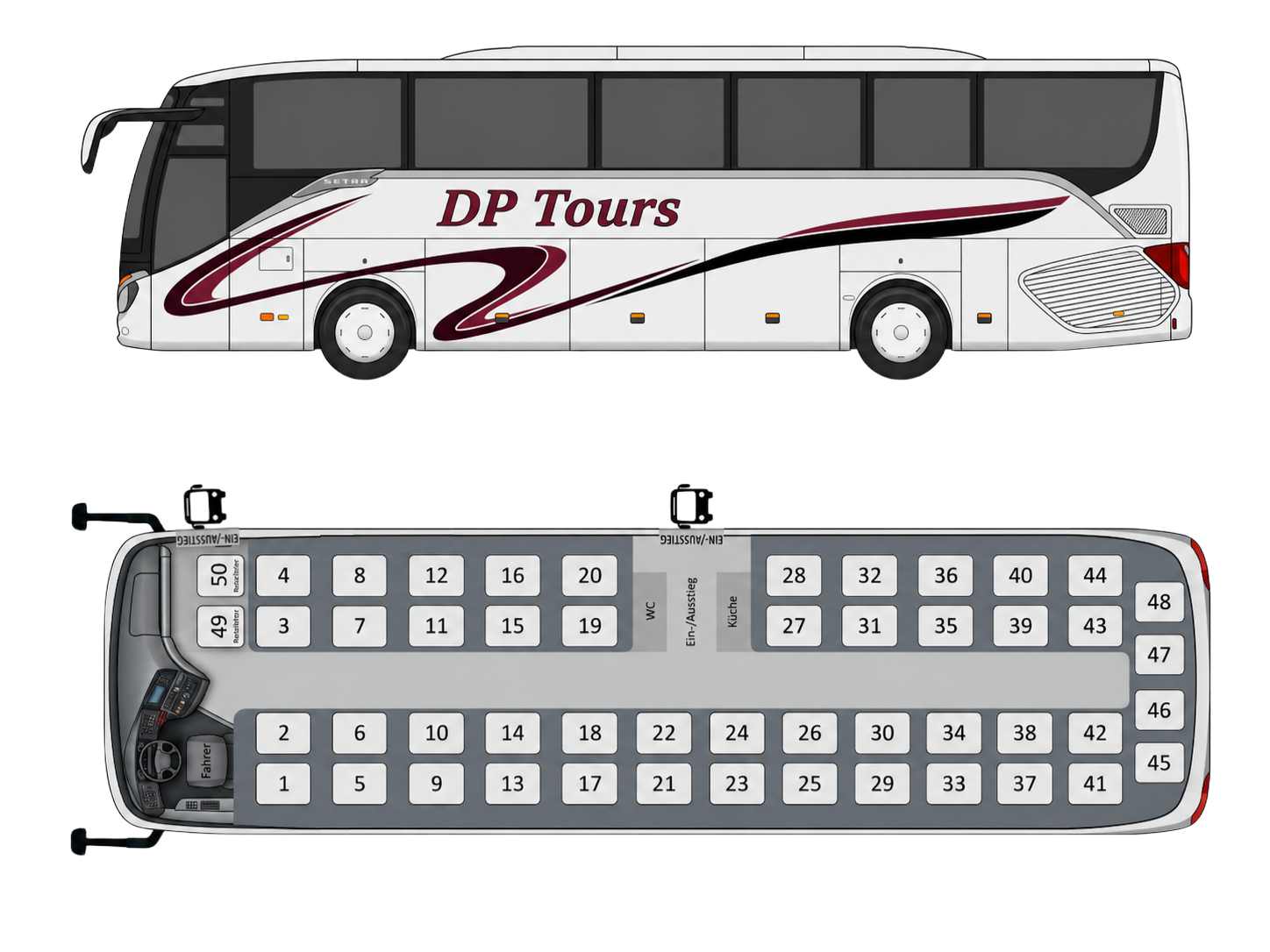 Sitzplan Setra TopClass - DP TOURS